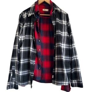 Black and Red Plaid Hollister Set Of 2 Shirts Button Down Flannel
Size: US M